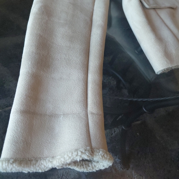 Lands End Women's Tan Sherpa Coat Size Small Petite 6-8 - Picture 7 of 16